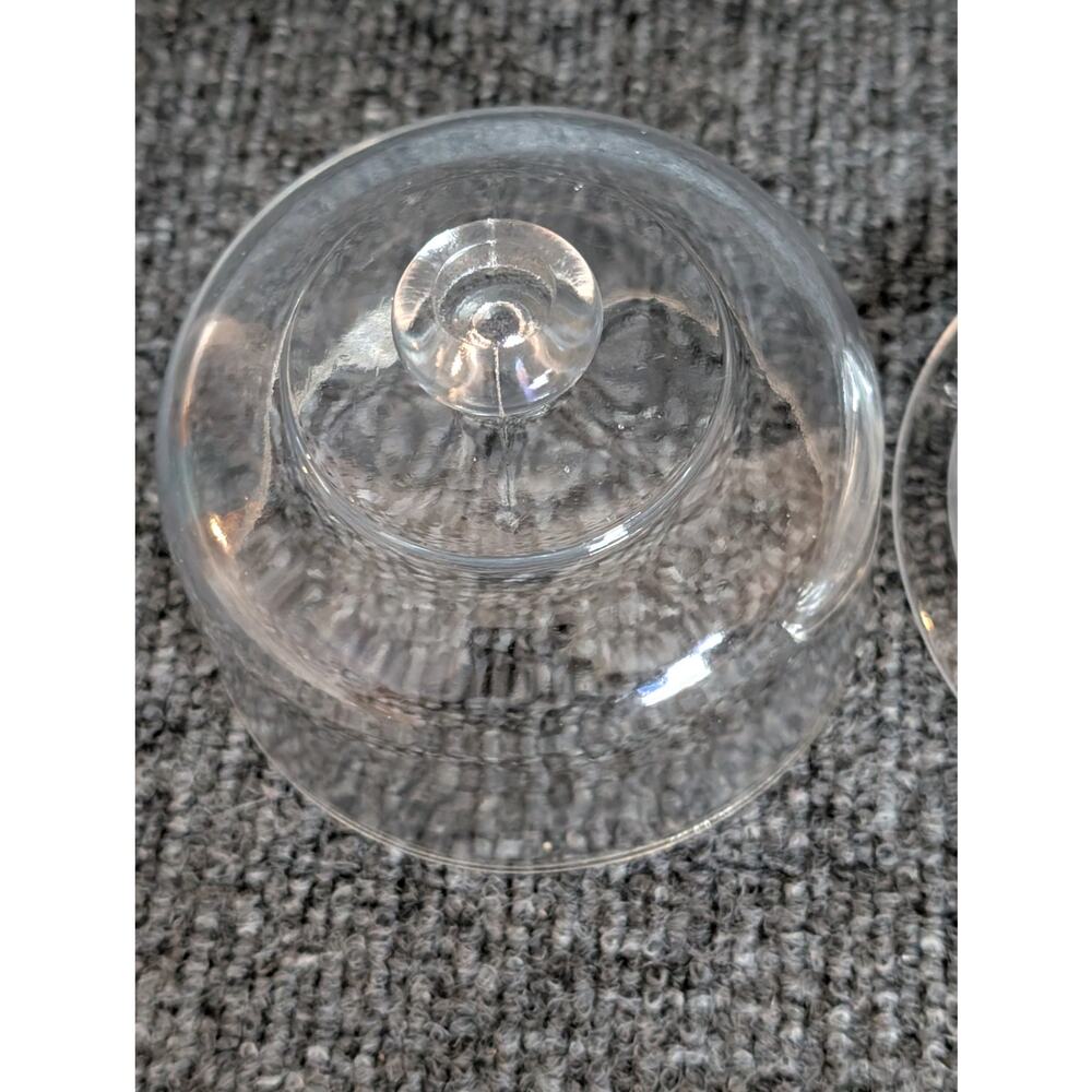 Vintage Clear Glass Small Cheese/Pate Serving Dish With Dome Cloche Lid - Picture 5 of 12
